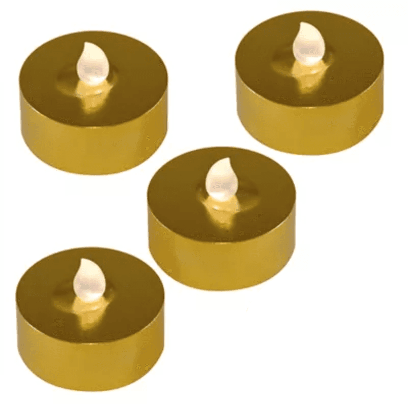 Golden Battery Powered Candles With Batteries