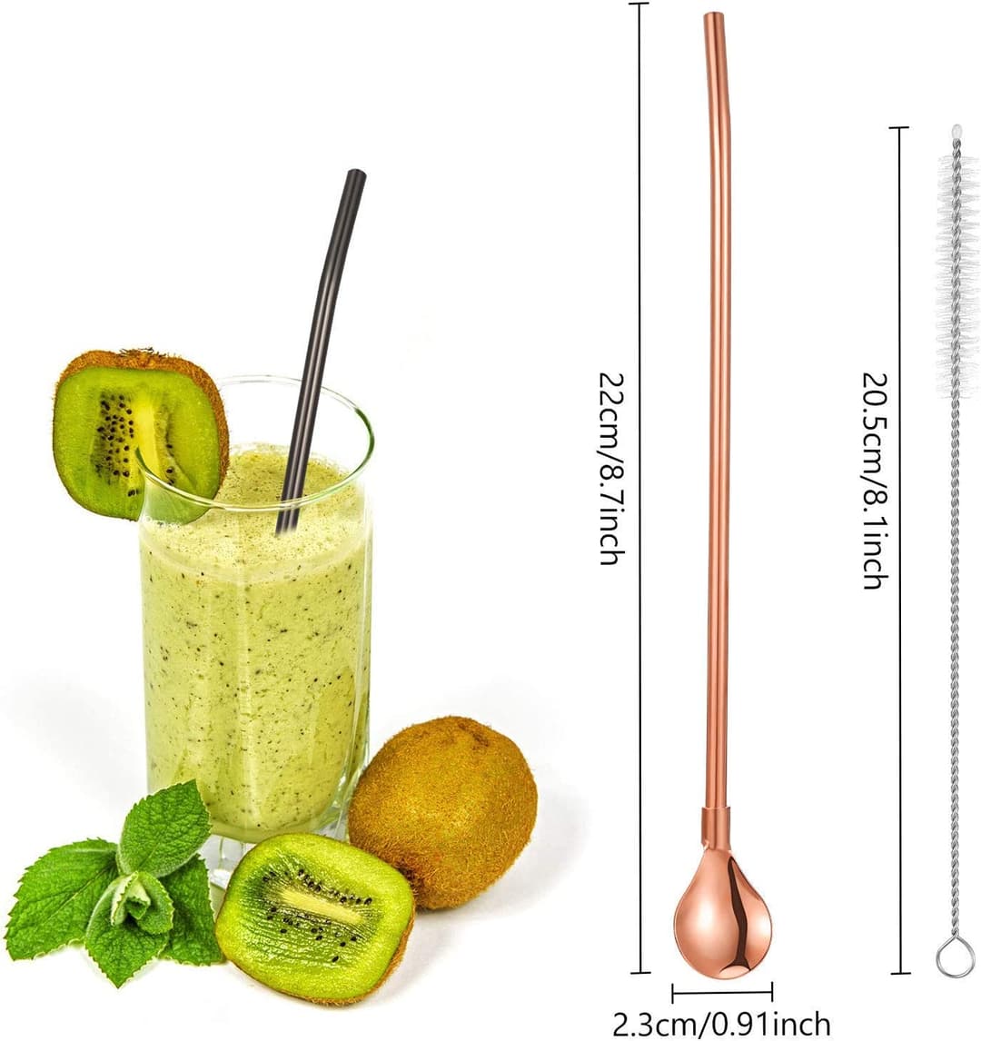 stainless steel straw spoon pack with cleaner